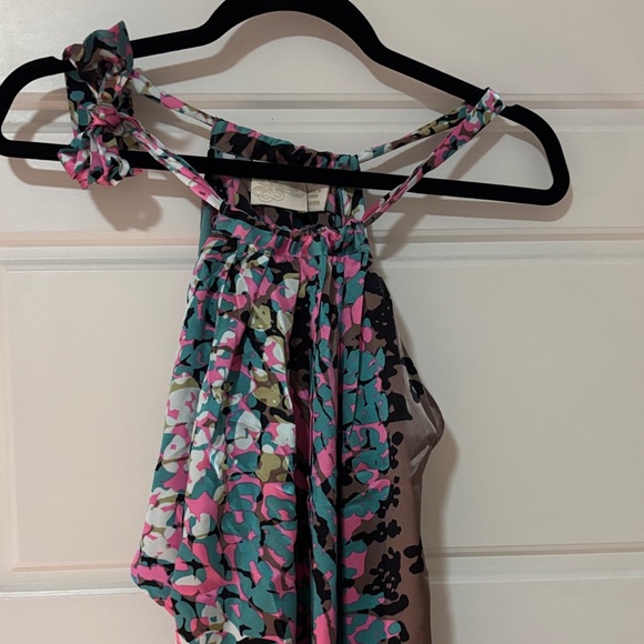 Colorful Silk Floral One-Shoulder Dress - Picture 4 of 5